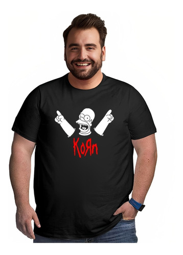 Polera Estampada Homero Simpso Rock Korn Tallas Grandes