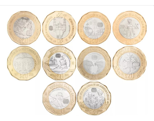 Nuevas Monedas 20 Pesos Coleccion Completa En Su Capsula