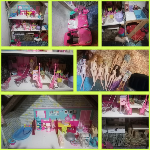 Casa Grande Barbie Con Accesorios Y Muñecas
