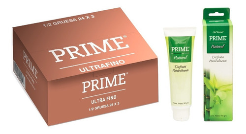 Preservativo Prime 24 Cajas X 3 Ultra Fino + 1 Gel X 50 Grs