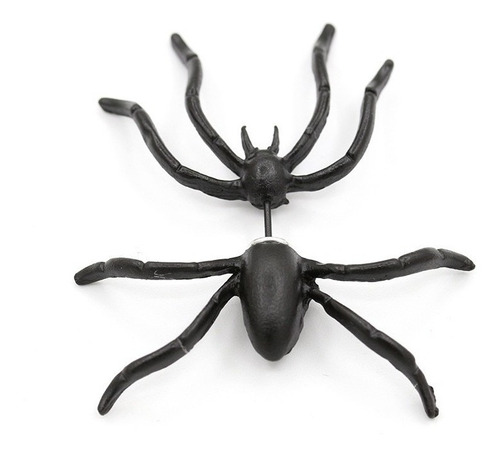 Pendientes De Tuerca Araña Negra Aretes Creepy 3d Halloween