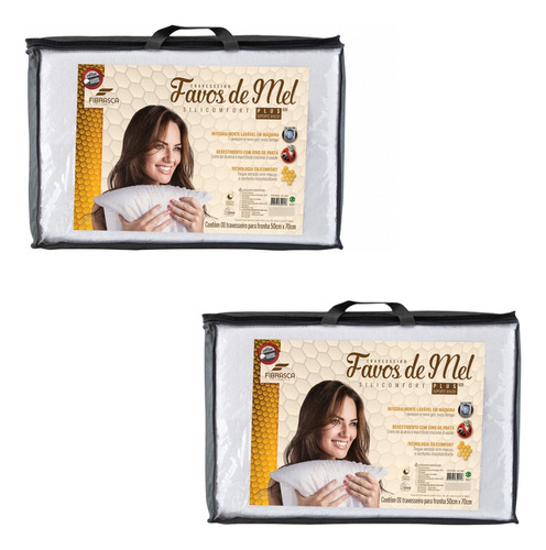 Kit De 2 Travesseiros Favos De Mel Plus - Fibrasca