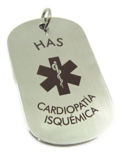 Imagen 1 de 5 de Placa Alerta Medica Estilo Militar Personalizada Con Láser, Cadena Gratis