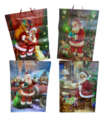 Pack Bolsas De Regalo Navideño 44x32cm 12u