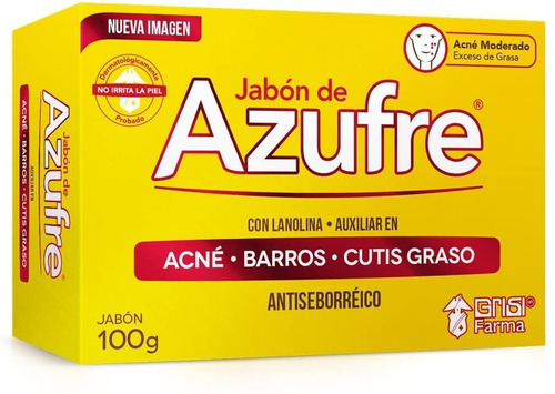 Jabón De Azufre Con Lanolina Grisi Auxiliar En Acné 100 Gr 