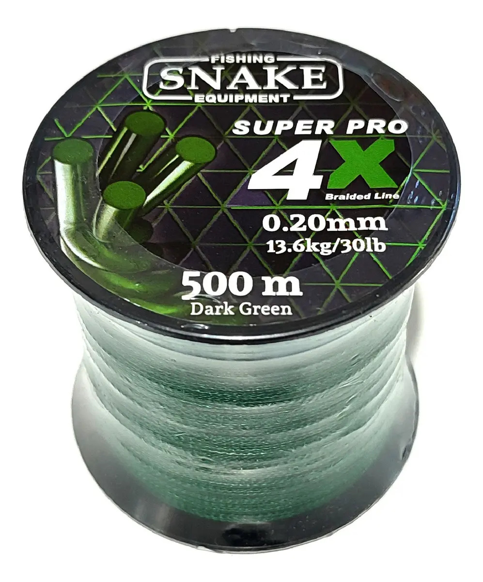 Multifilamento Snake 4 Hebras Bobina 500 Metros Color 0.20 Mm Verde