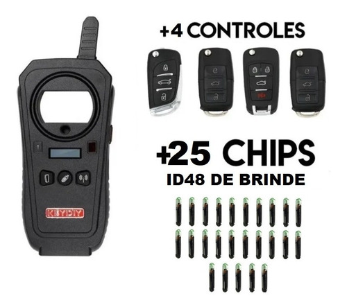 Kd X2 + 4 Controles Clona Chip Alarme Melhor + 3 Chips 4d