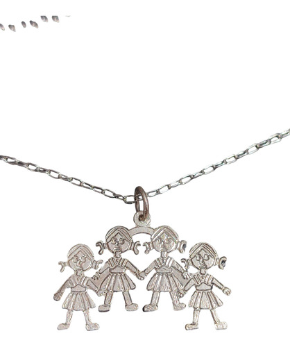 Collar Cadena 4 Hijos Niña Niño M Variantes Plata 925 + Caja