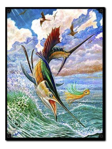 #1559 - Cuadro Decorativo Vintage - Pez Espada Pesca Poster