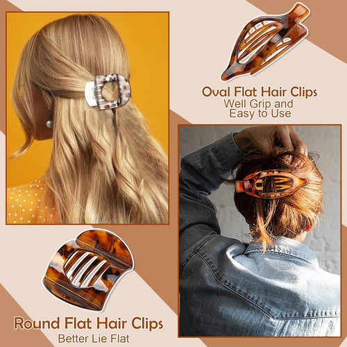 8 Pinzas Planas Para El Cabello Para Mujer, 2 Estilos De Pin