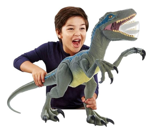 Velociraptor Colosal Blue Gigante, Mattel Bestoys