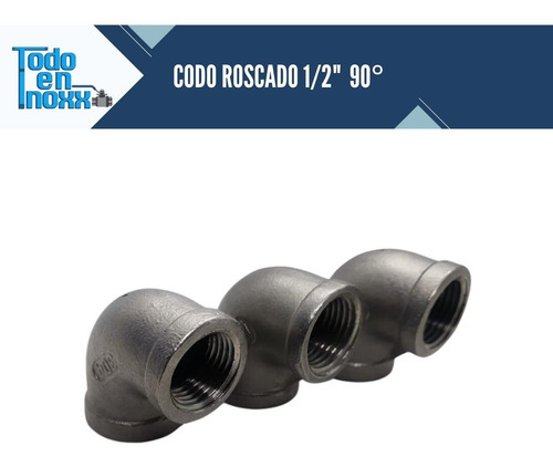 Juego De 3 Codos Roscado 1/2 X 90° Acero Inoxidable