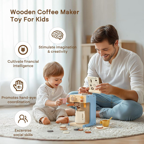 Juego De Cafetera Para Niños, Juguetes De Cocina De Madera P