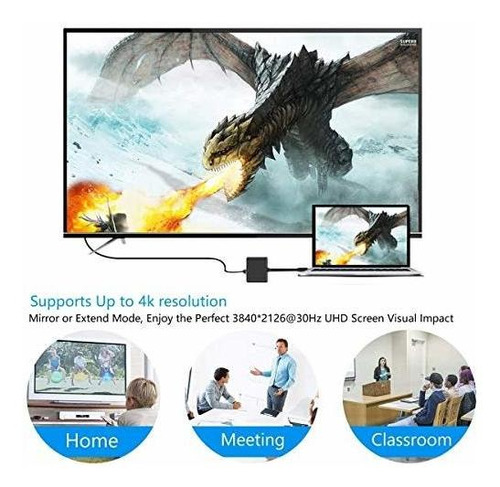 Adaptador Usb Hdmi Qidoou Tipo Multipuerto Hub 4k
