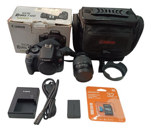 Câmera Canon T100 Dslr + Lente 18-55 Mm Completa Preto (Usado)