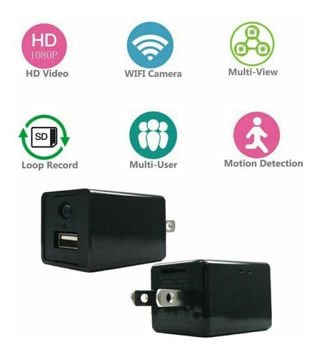 Mini Camara Espia Cargador Wifi Ip Hd 1080p