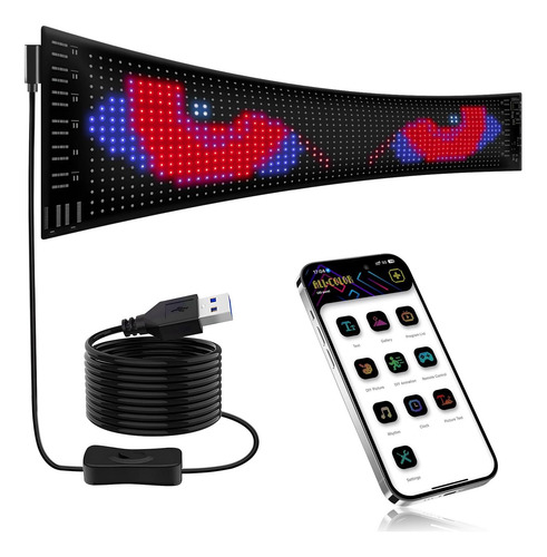 Cartel Led Personalizado Para Auto Diseño De Ojos 38 X 10 Cm