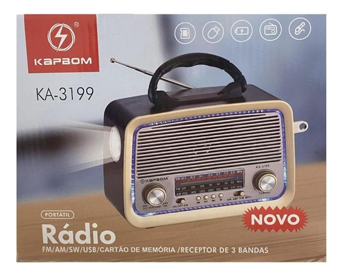 Rádio  Kapbom Rádio portátil ka3199  portátil  cor  marrom-claro
