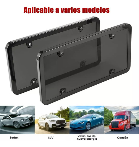 Par De Cubre Placa Automotriz Micas Trasparentes Universal Gris