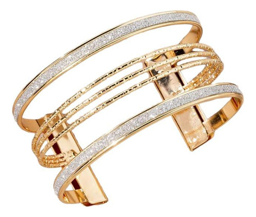 Shein Pulsera Abierta Con Diseño Brillante Amarillo Oro