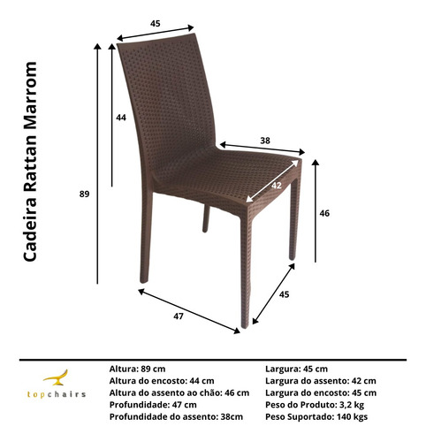 Cadeira Rattan Kit Com 12