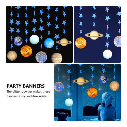 Para Hx Space Birthday Garland Planet Decoration Pull Flag
