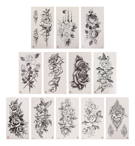 Pegatinas Finas Para Tatuajes Tattoo Sleeves, 12 Unidades