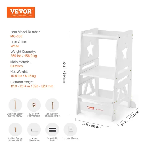 Taburete Tower Step Vevor De 3 Niveles Ajustable En Altura P