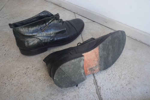 Hermosos Zapatos Botita Cara Cruz De Cuero Talle 42 Negro 42