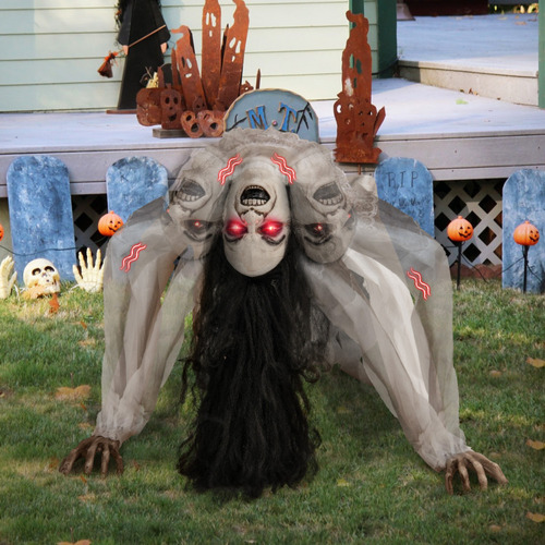 Decoración De Halloween De Mujer Rastrera Ojos Led Y Sonido