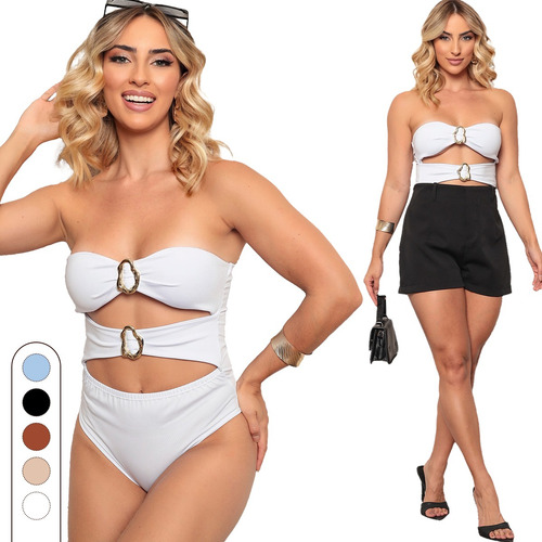 Body Slim Tomara Que Caia Com Bojo Verão Tendência Branco P (36/38)
