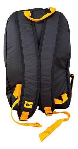 Mochila Cat 84395-12 Color Negro Con Amarillo Diseño Liso Con Logo De La Marca 23l