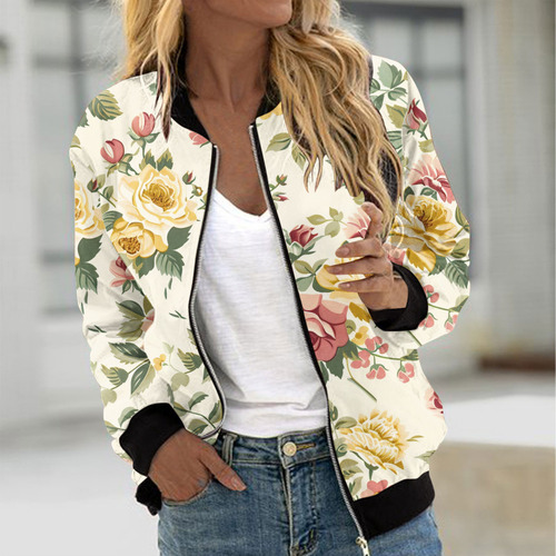 Casaco Feminino Estampado Com Zíper 573