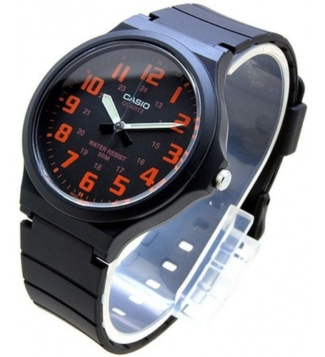Imagem 7 de 10 de Relogio Casio Unissex Preto Com Laranja Mw-240-4bvdf