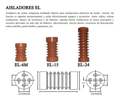 Aisladores Tipo El-24m 24kv H:210mm 