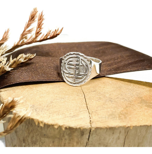Anillo Escudo Equipo Fútbol Argentina Lanús B - Mediano Plata 925