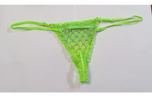 Set X 3 Tangas De Encaje Pedrería,mujer