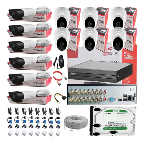 Cámaras De Seguridad Dahua Dvr 16 Ch + 12 Cámaras + Disco