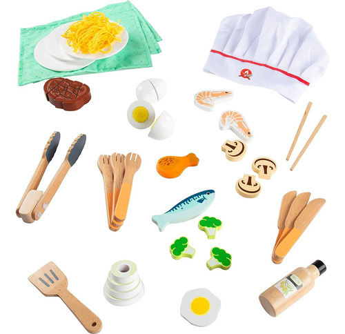 Cocinita Grande Niños Chef Juguete Jugar Madera Comidita