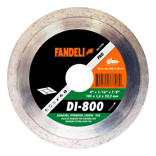 Disco De Diamante Rin Continuo Fandeli 4 1/2 PLG Di800