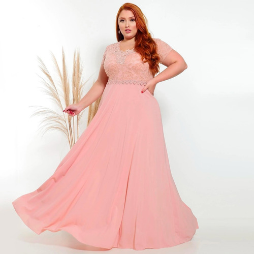 Vestidos Femininos Evangelicos Plus Size Bege Nude Madrinha