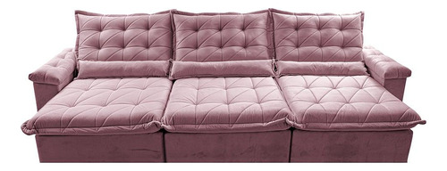 Sofá Retrátil 3,55m Cama Inbox Big Fresh. Com Softgel d40 Cor Rose