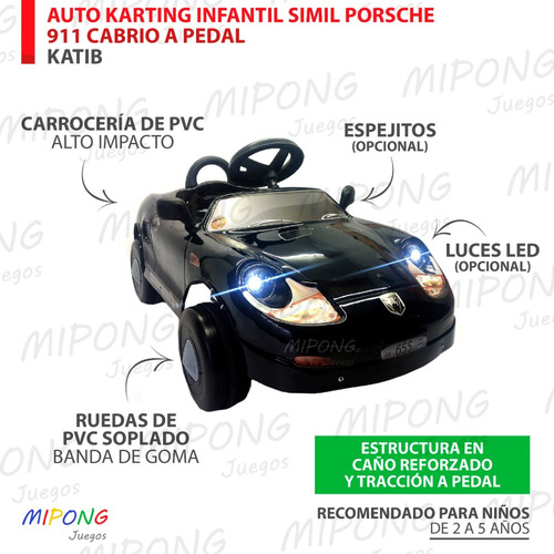 Imagen 7 de 9 de Karting A Pedal Auto Modelo Tipo Porsche R. Con Luz