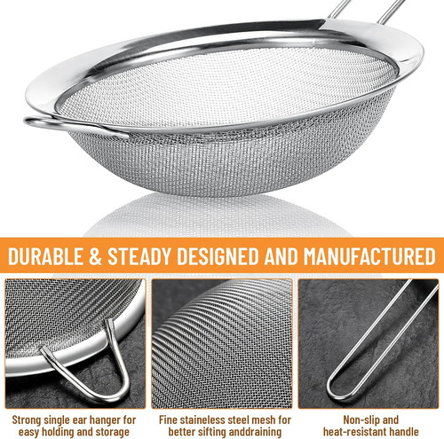 Colador Acero Inoxidable Multiuso Repostería Cocina*3pcs