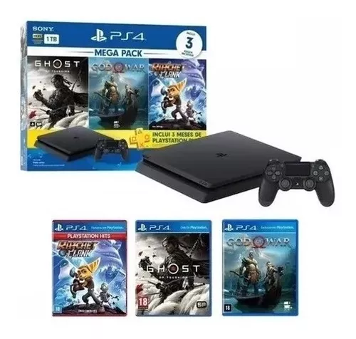 Console Sony PlayStation 4 PS4 + Jogo God of War Ragnarök 1TB Preto