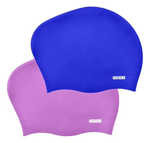 Vsidea 2pcs Extra Large Silicone Swim Cap Long