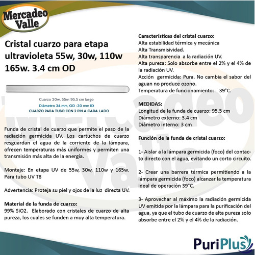 Lampara Ultravioleta Uv Germicida 55w Para Filtro De Agua