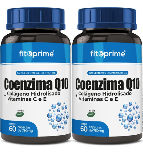 Imagem 1 de 4 de Kit 2 Coenzima Q10 Colágeno Hidrolisado Vitaminas C E 60cps