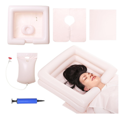 Lavacabeza Inflable Con Bolsa De Agua Y Chal Impermeable.