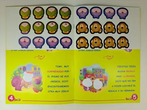 Lote X 4 Libros Infantiles Con Caritas Autoadhesivas